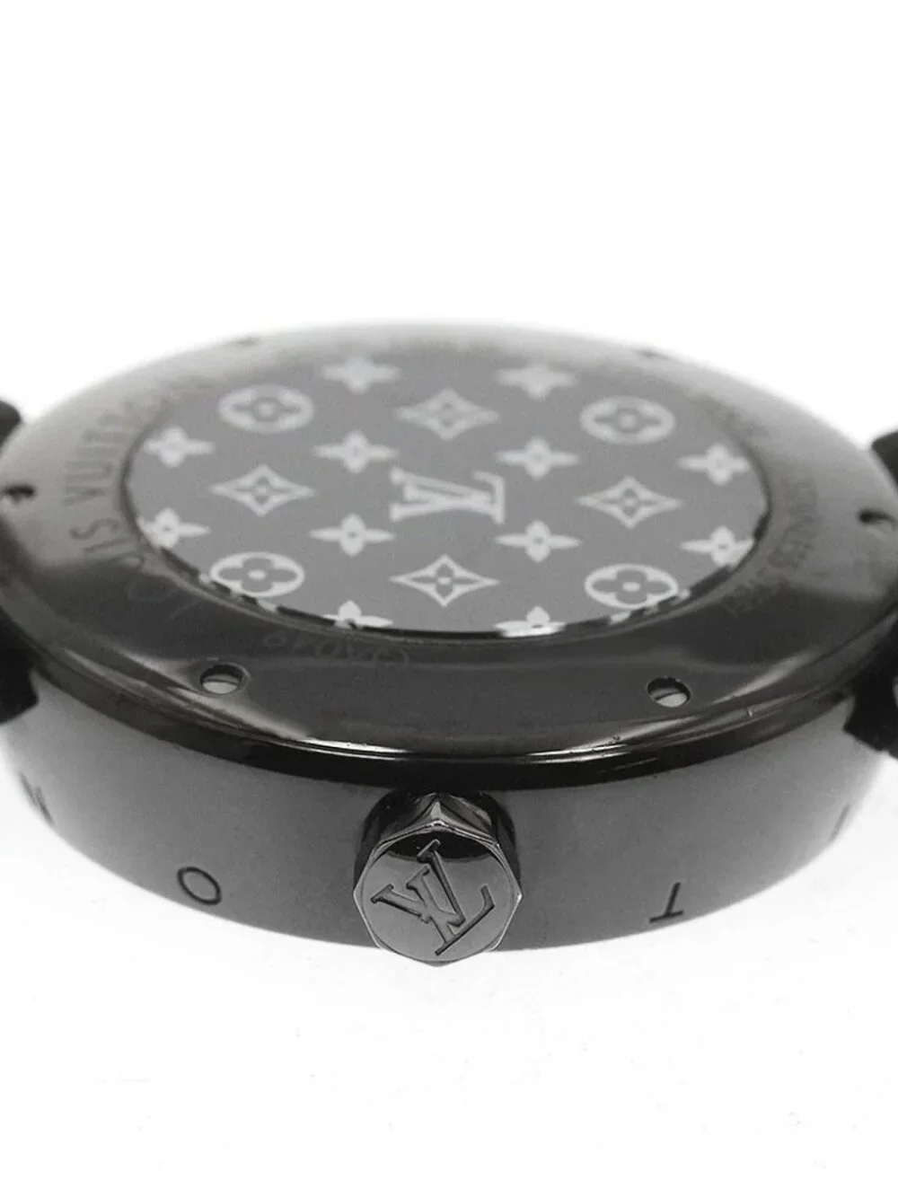 LOUIS VUITTON Tambour All Black GM QA049 12P diamond Quartz Men's Watch_967419